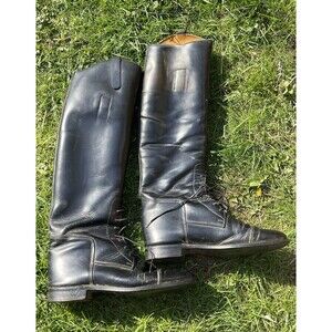 Marlborough England Black Boots Equestrian Riding Knee High Tall UK 7 US 9 W